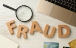 image with laptop and letters that spell fraud