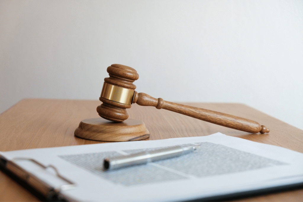 legal document and gavel