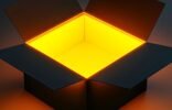 Open box with yellow light emitting
